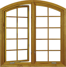 Arc shaped wood window